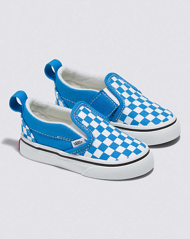 Vans Toddler Slip-On V Checkerboard Shoe Kids' Slip On Shoes Blue | JL1-4527