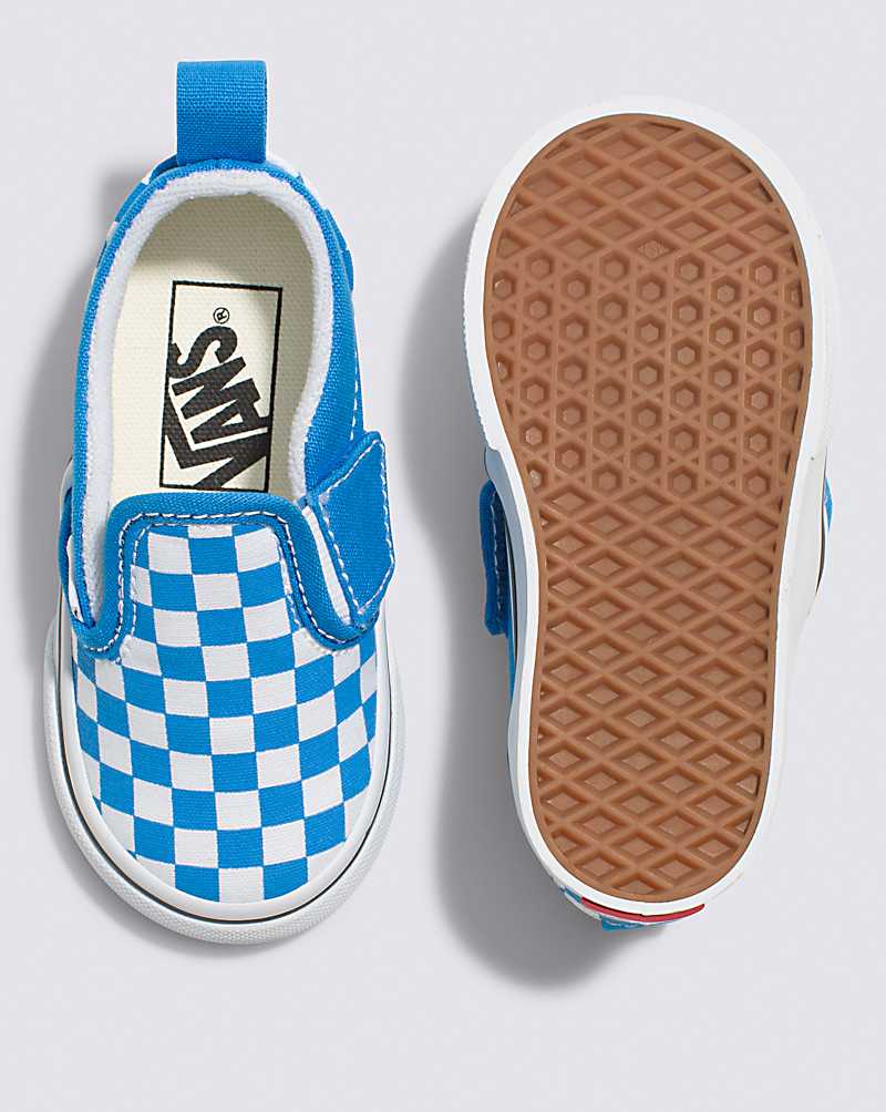 Vans Toddler Slip-On V Checkerboard Shoe Kids' Slip On Shoes Blue | JL1-4527