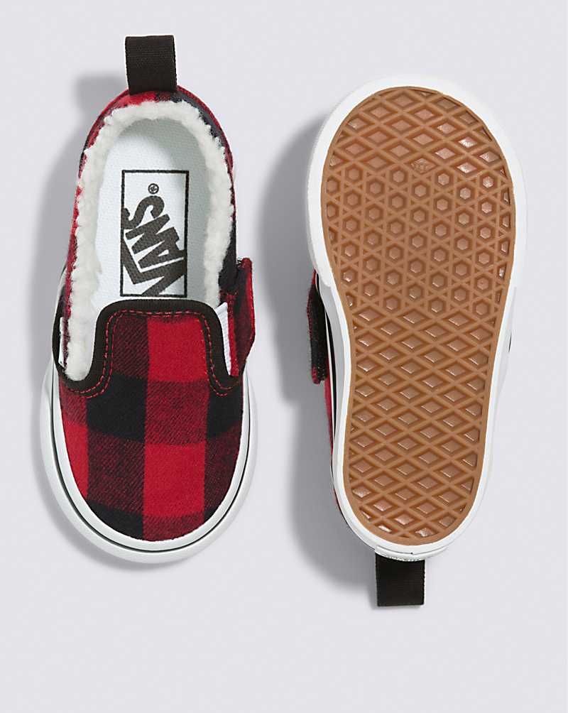 Vans Toddler Slip-On V Sherpa Shoe Kids' Slip On Shoes Red / Black | FM1-7533