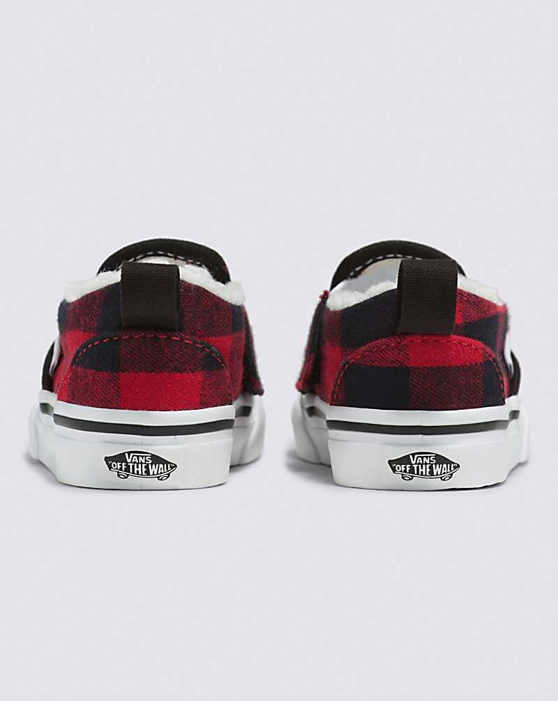 Vans Toddler Slip-On V Sherpa Shoe Kids' Slip On Shoes Red / Black | FM1-7533