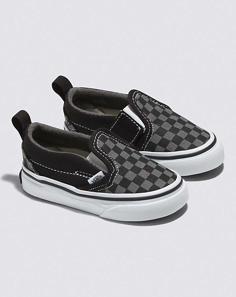 Vans Toddler Slip-On V Shoe Kids' Slip On Shoes Black / Grey | ZL1-1615