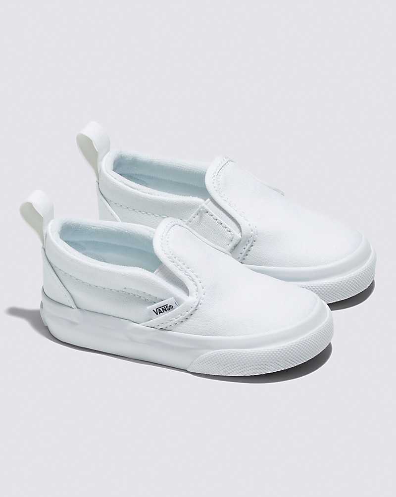 Vans Toddler Slip-On V Shoes Kids' Slip On Shoes White / White | FZ1-2792