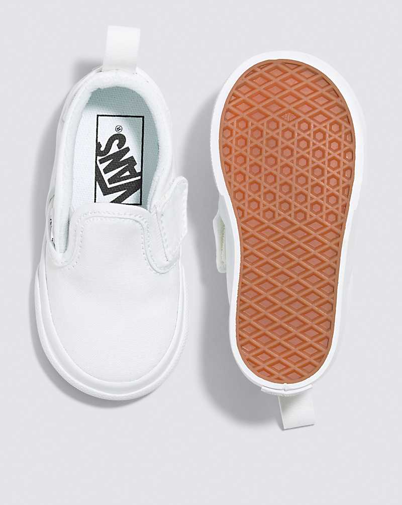 Vans Toddler Slip-On V Shoes Kids' Slip On Shoes White / White | FZ1-2792