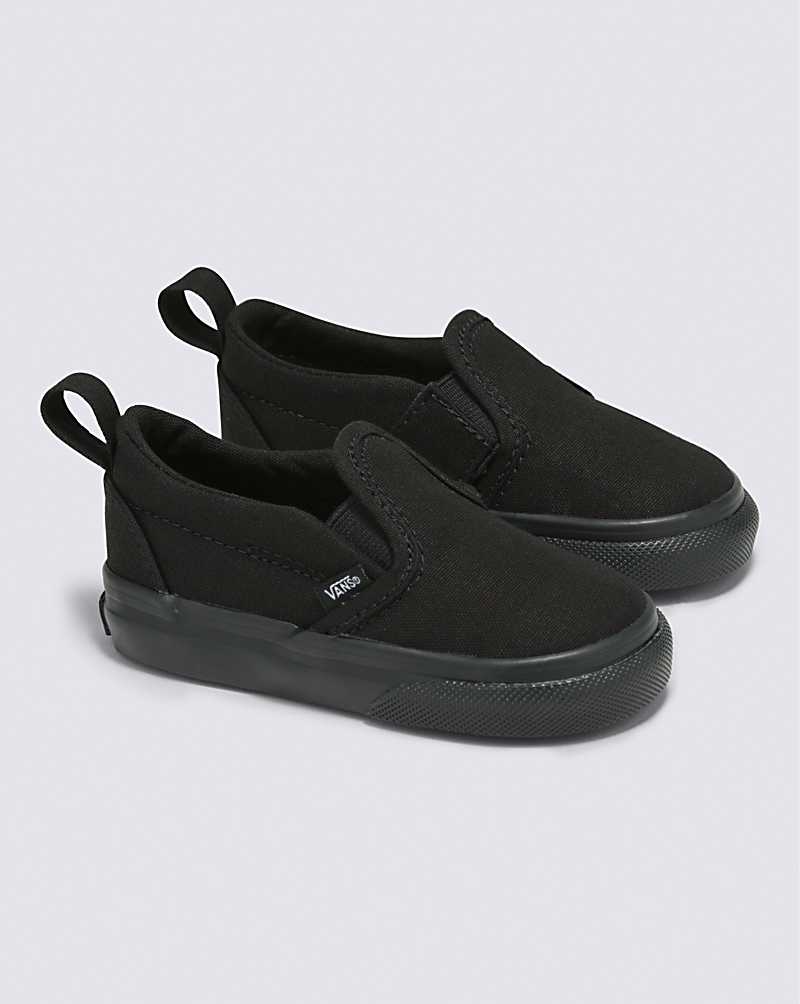 Vans Toddler Slip-On V Shoes Kids' Slip On Shoes Black / Black | WF1-8164