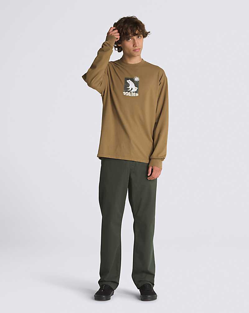 Vans Trippy Season Long Sleeve Men T Shirts Olive | EL1-8388