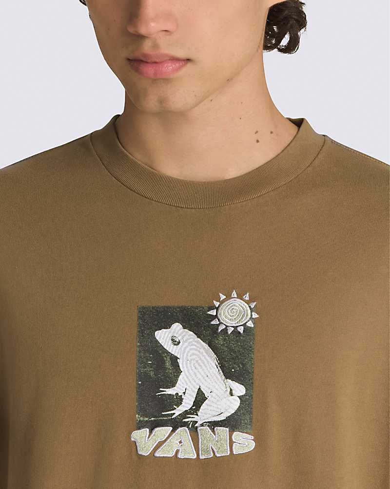 Vans Trippy Season Long Sleeve Men T Shirts Olive | EL1-8388