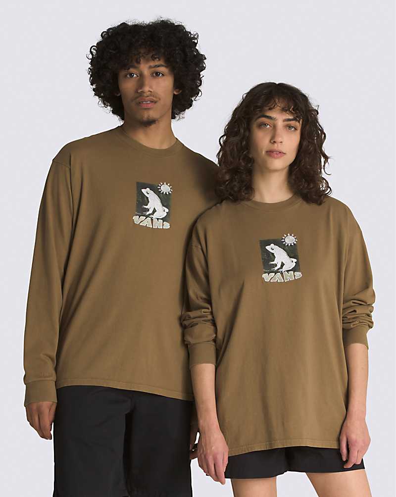 Vans Trippy Season Long Sleeve Men T Shirts Olive | EL1-8388