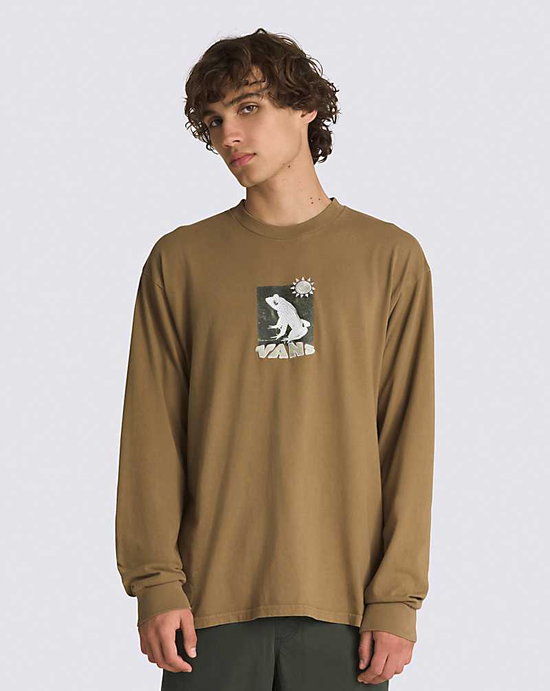 Vans Trippy Season Long Sleeve Men T Shirts Olive | EL1-8388