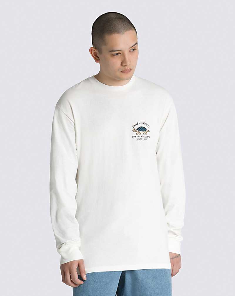 Vans Turtle Racer Repair Long Sleeve Men T Shirts White | OD1-9651