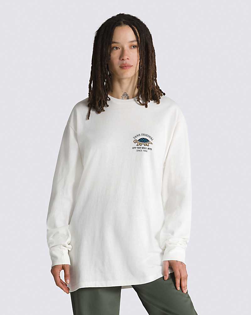 Vans Turtle Racer Repair Long Sleeve Men T Shirts White | OD1-9651