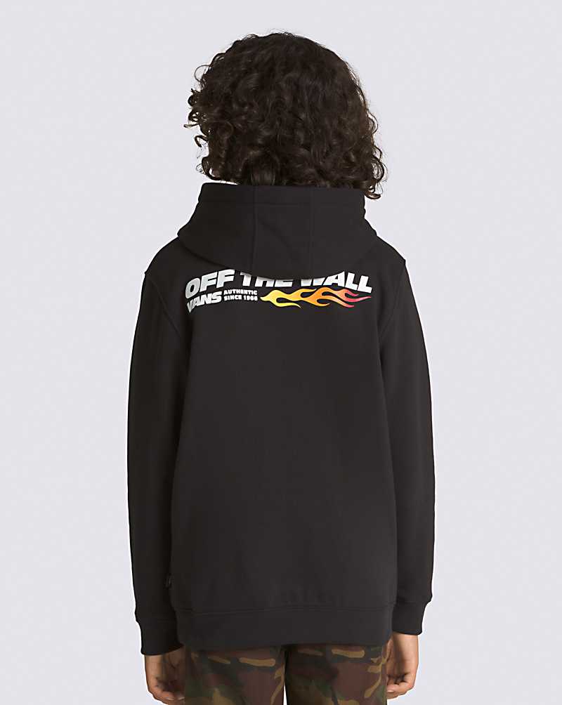 Vans Up In Flames Pullover Kids' Hoodie Black | XY1-0974