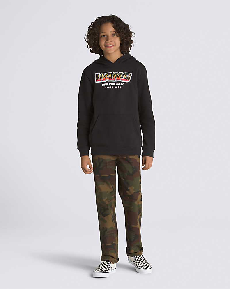 Vans Up In Flames Pullover Kids' Hoodie Black | XY1-0974