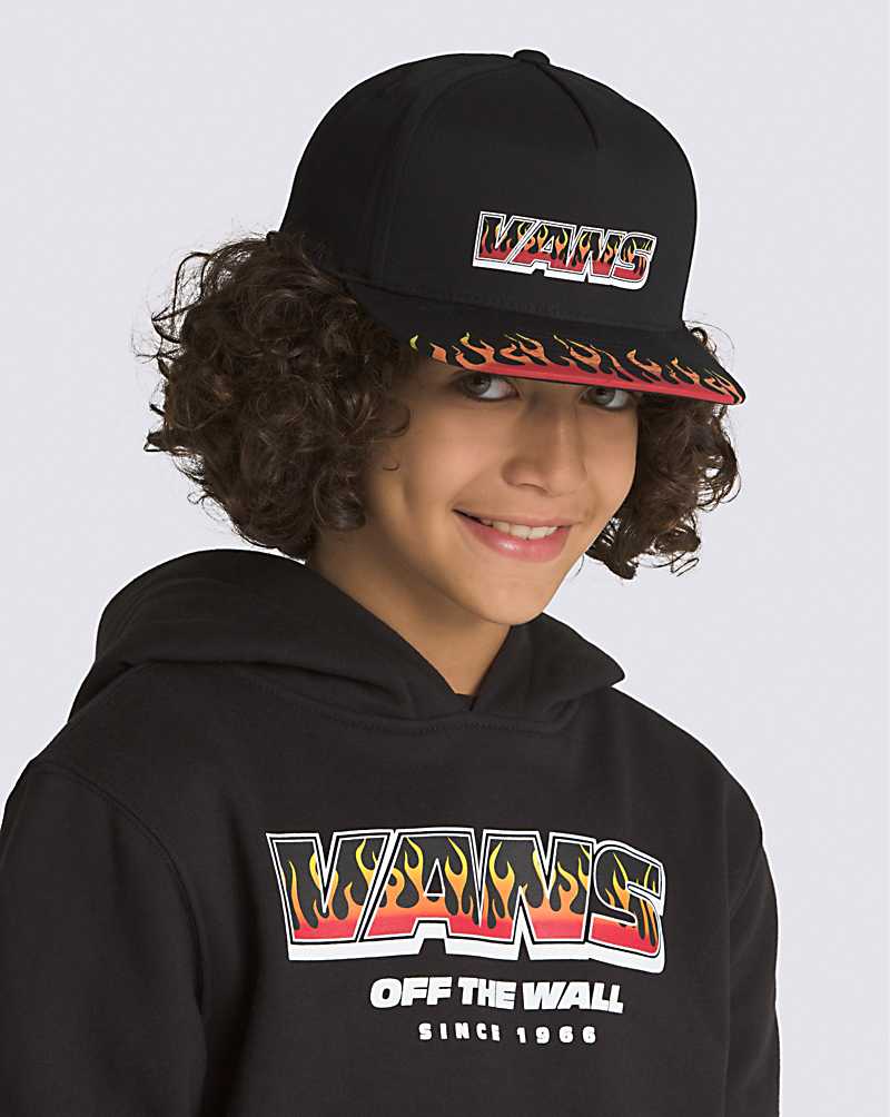 Vans Up In Flames Snapback Kids' Hats Black | QF1-6593