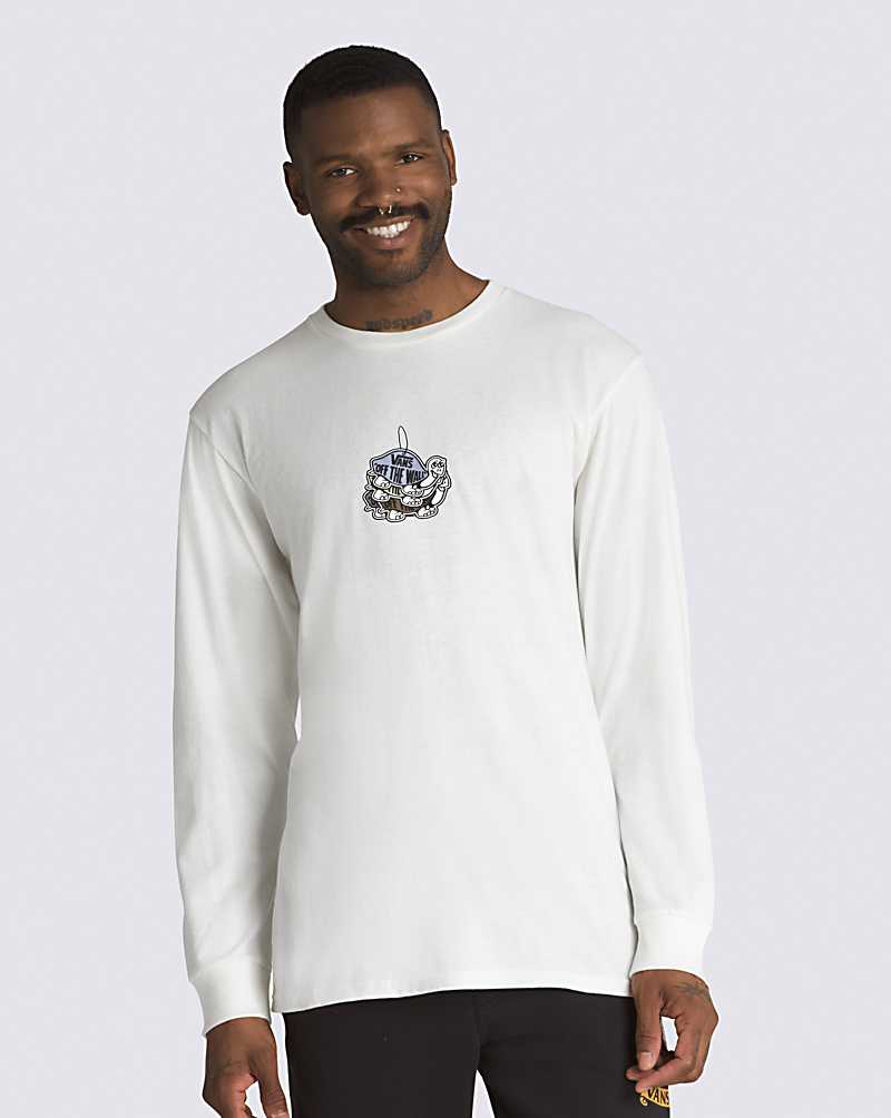 Vans View Long Sleeve Men T Shirts White | XA1-3826