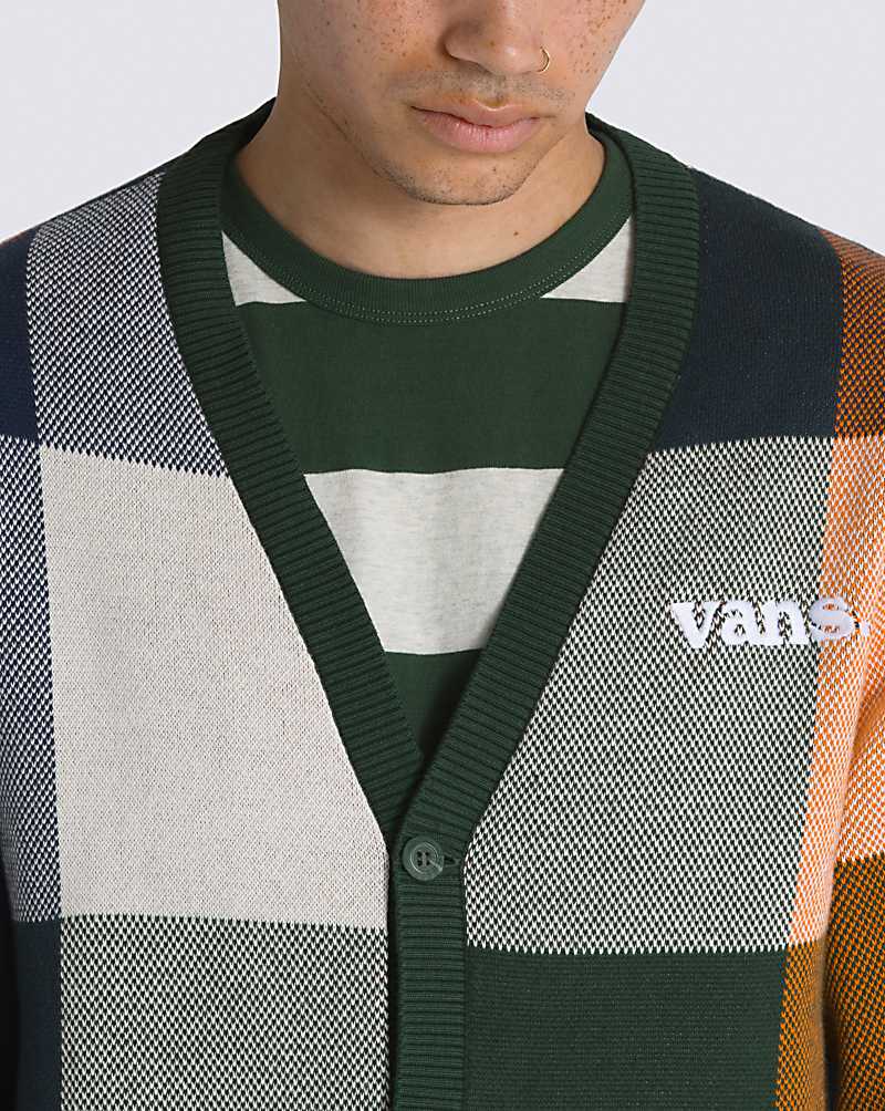 Vans Walden Plaid Cardigan Men Sweaters Green | QI1-4205