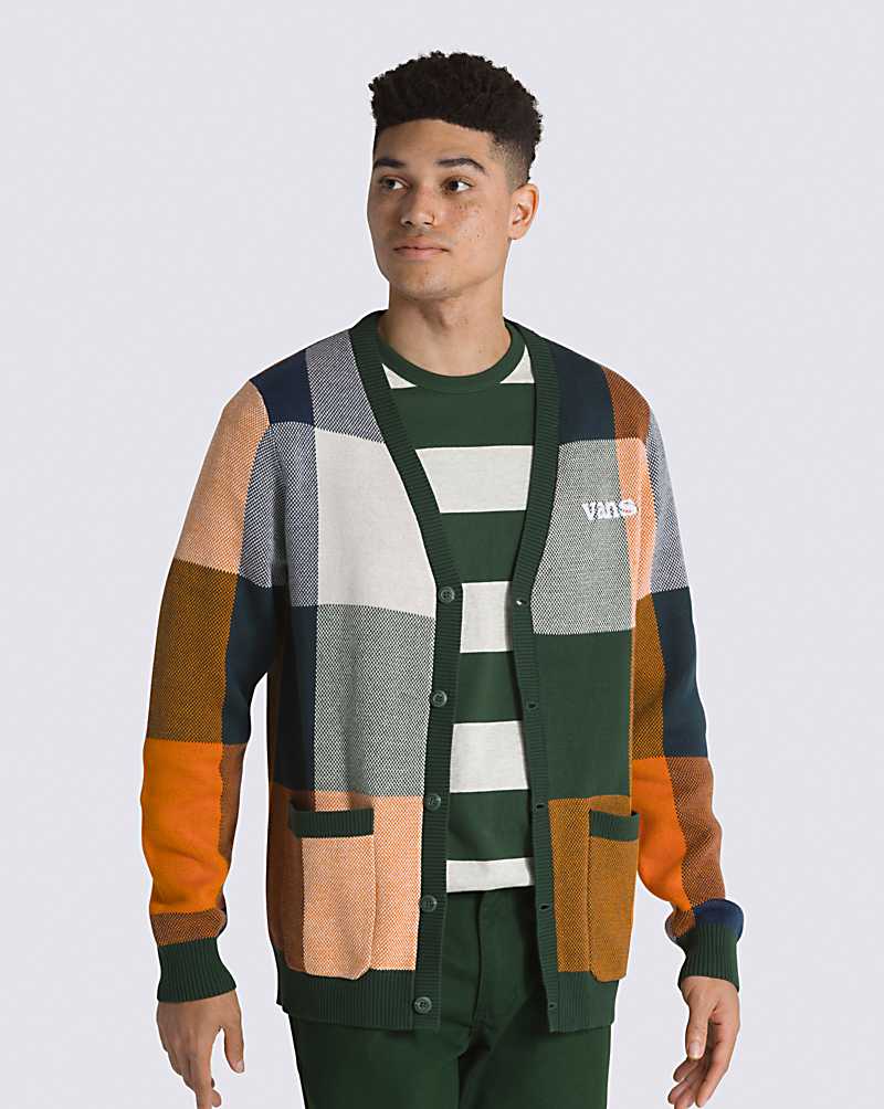 Vans Walden Plaid Cardigan Men Sweaters Green | QI1-4205