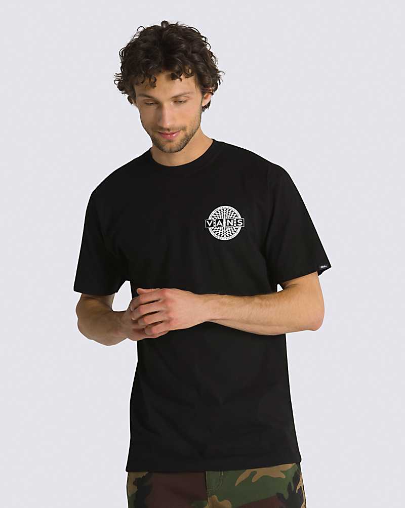 Vans Warped Checkerboard Logo Men T Shirts Black | XO1-5557