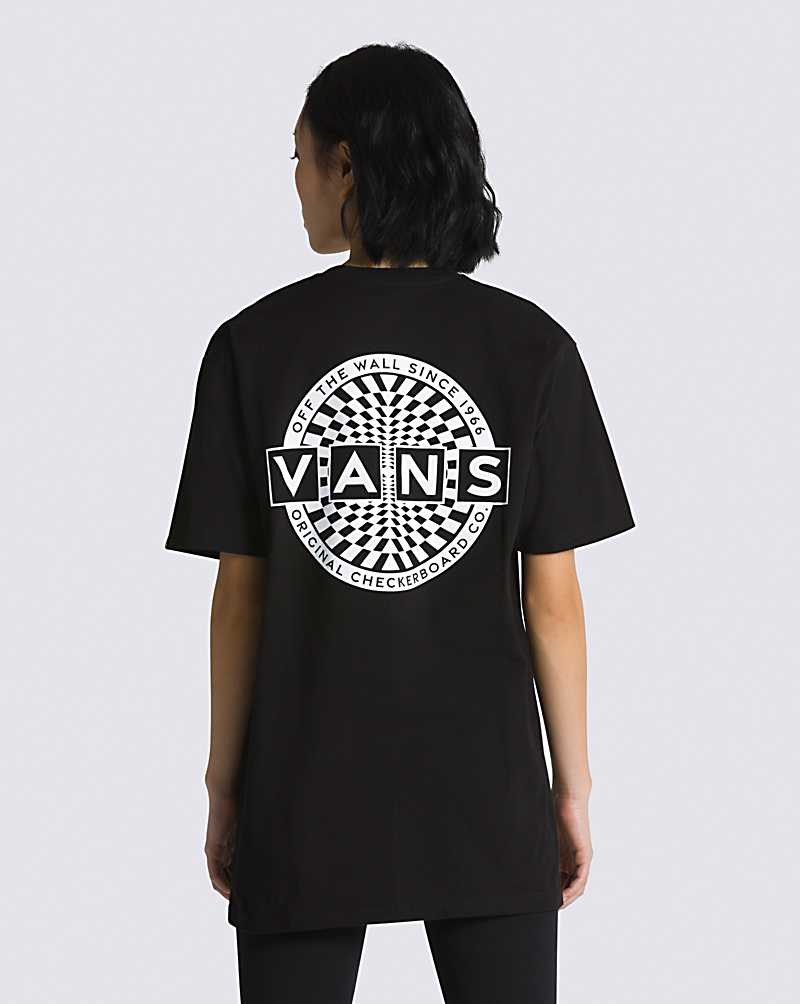 Vans Warped Checkerboard Logo Men T Shirts Black | XO1-5557