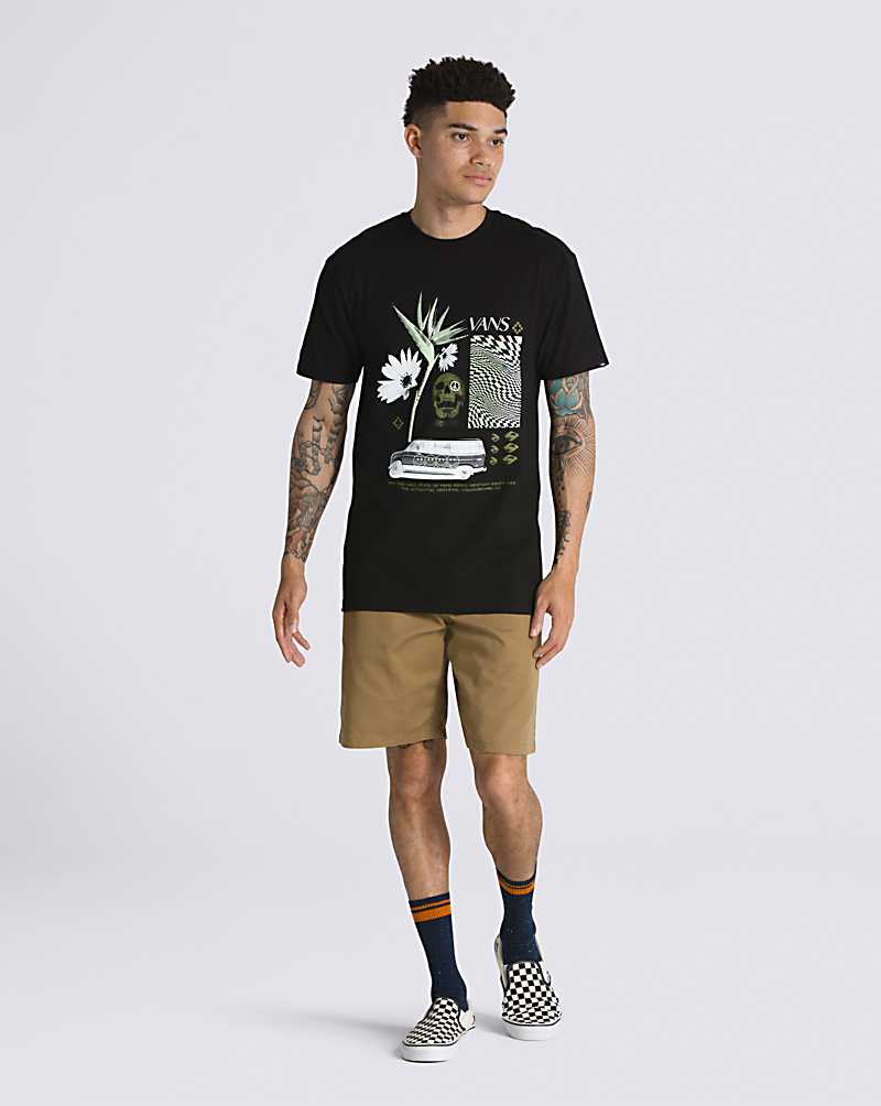 Vans Warped Vacation Men T Shirts Black | NJ1-7706