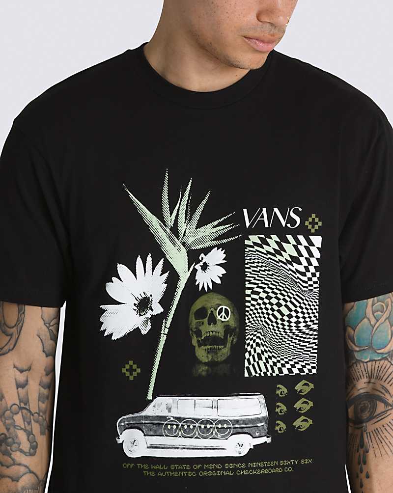 Vans Warped Vacation Men T Shirts Black | NJ1-7706