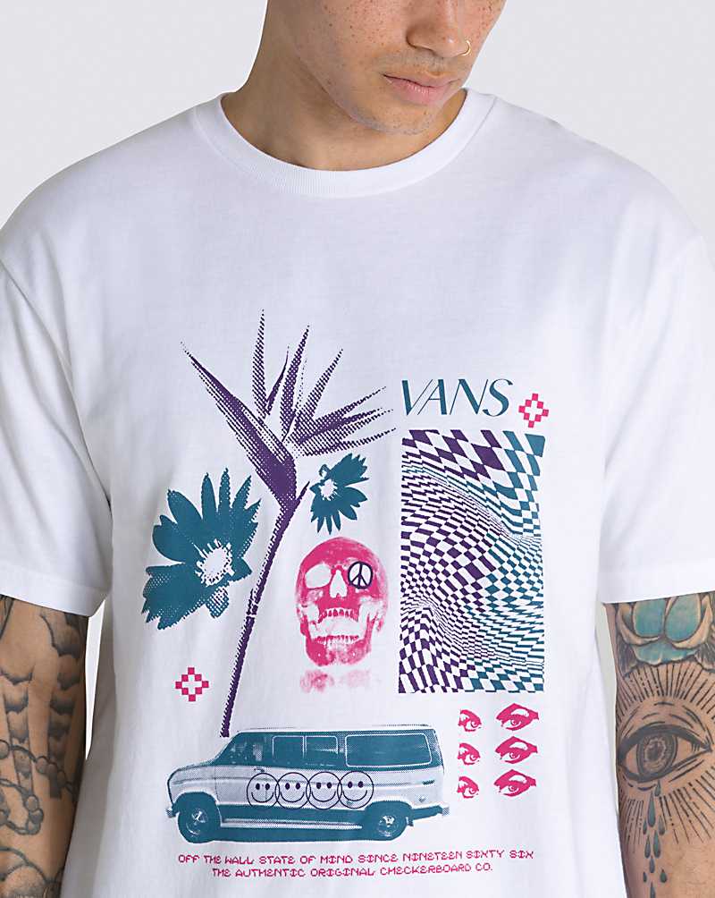 Vans Warped Vacation Men T Shirts White | UA1-1802