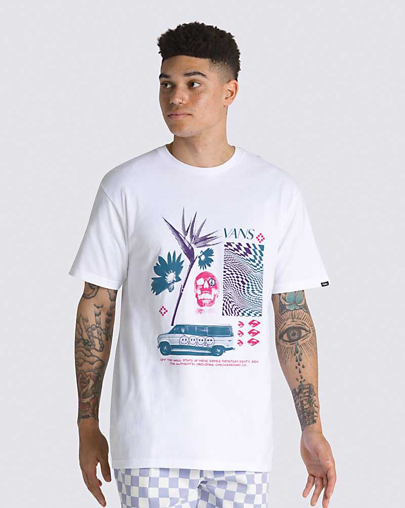 Vans Warped Vacation Men T Shirts White | UA1-1802