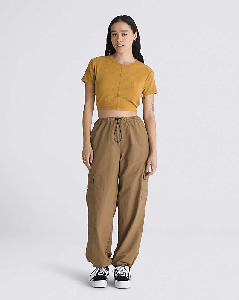 Vans Waverly Fitted Crop Women Tops Yellow | IM1-3210