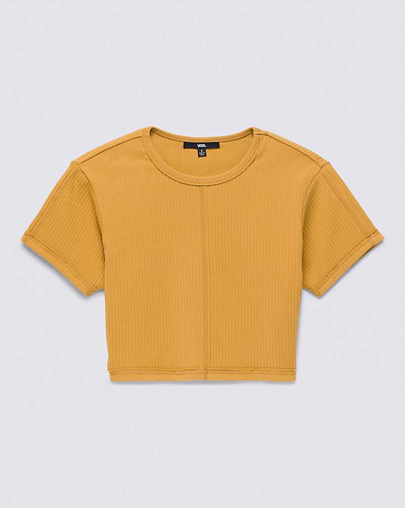 Vans Waverly Fitted Crop Women Tops Yellow | IM1-3210