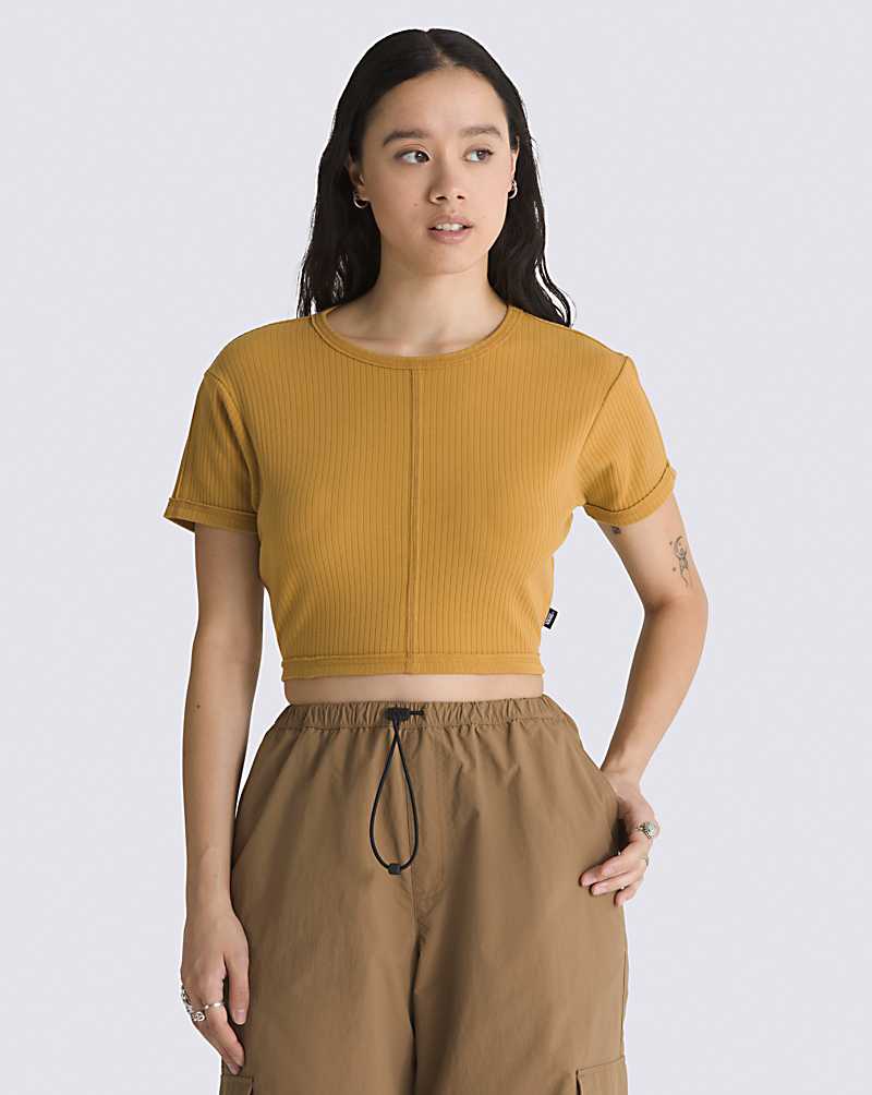 Vans Waverly Fitted Crop Women Tops Yellow | IM1-3210