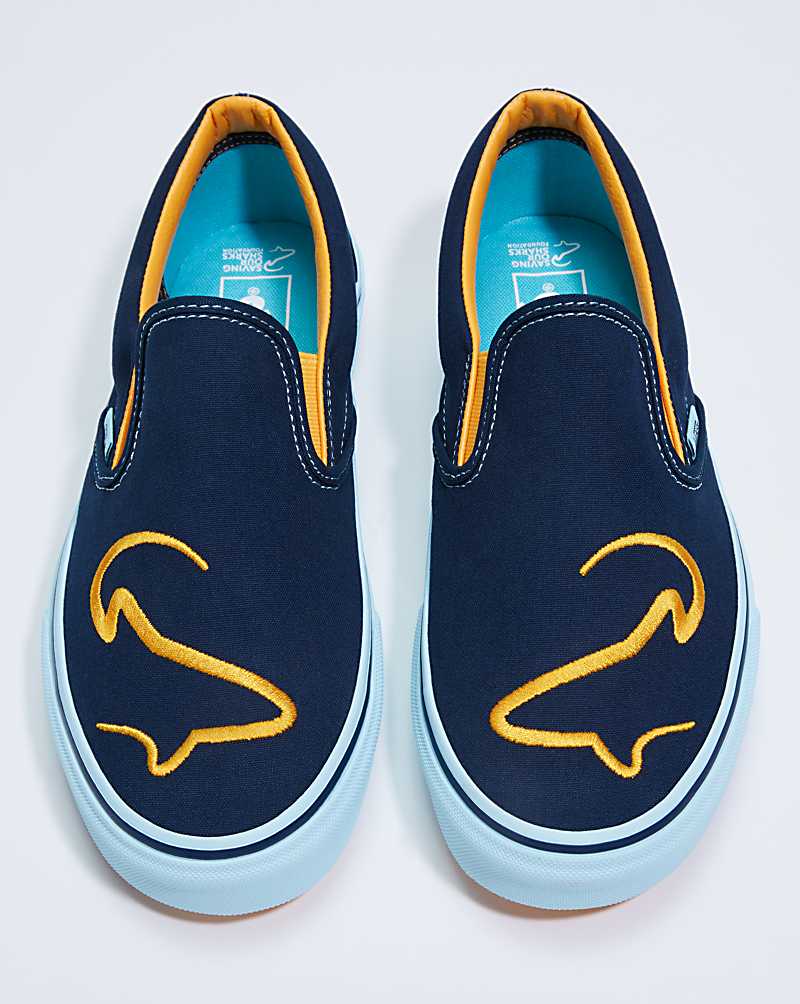 Vans X Saving Our Sharks Classic Slip-On Shoe Women Slip On Shoes Navy | BZ1-2844