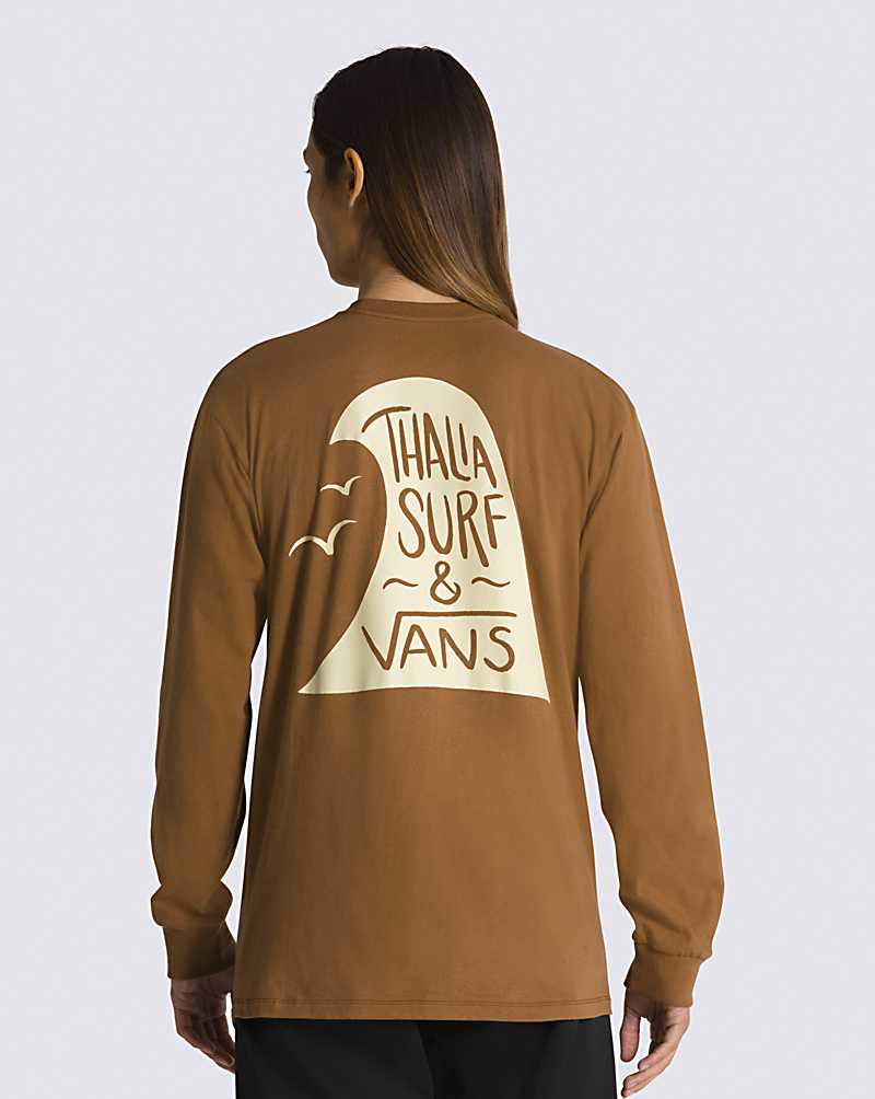 Vans X Thalia Hi Tide Long Sleeve Men T Shirts Brown | XV1-4364